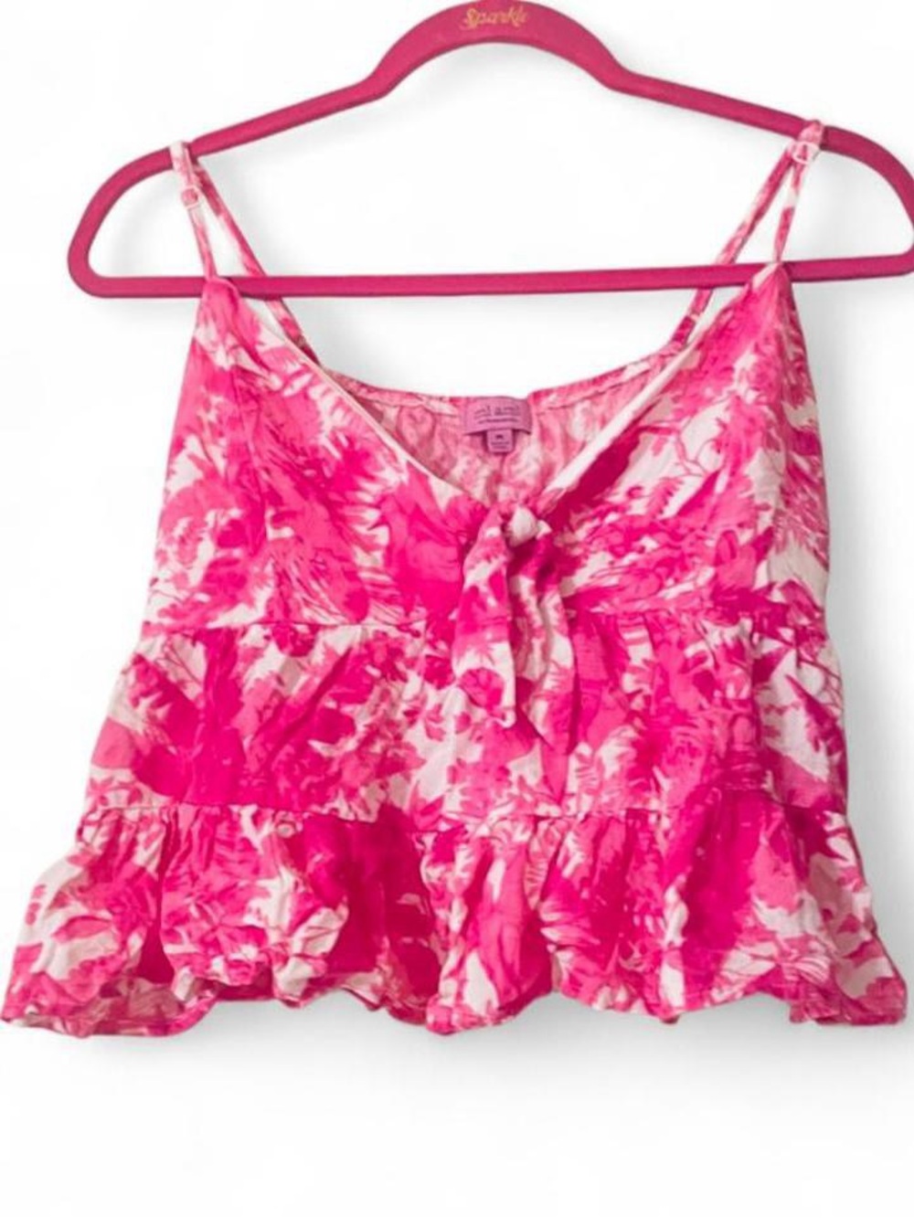 miami Hot Pink & White Floral Tie-Front Camisole